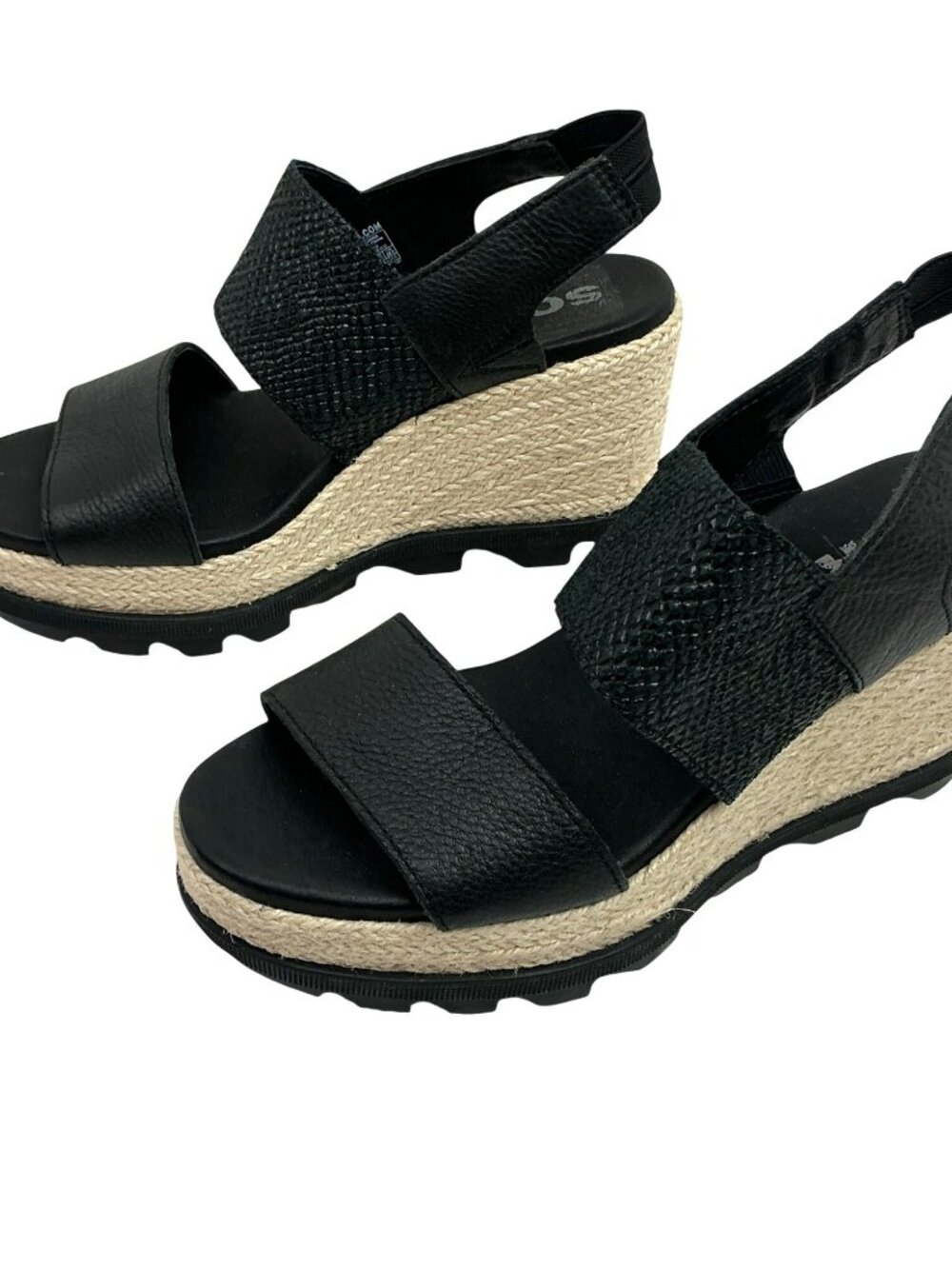 Sorel Joanie ll Slingback Platform Wedge Espadrille Sandals Womens 7.5 Black NEW - Picture 4 of 13